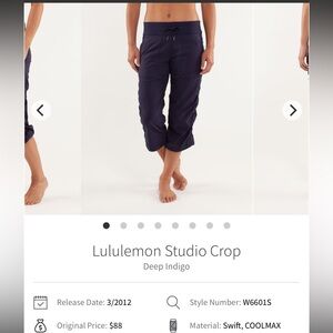 Lululemon Studio Crop Deep Indigo | Size 2